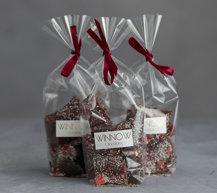 Raspberry, Strawberry & Coconut Brittle Bag (Dark) – Winnow Chocolates